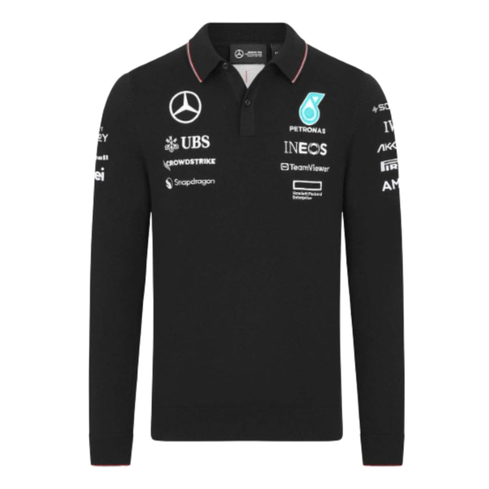 2024 Mercedes-AMG Knit Long Sleeve Polo Shirt (Black)_0