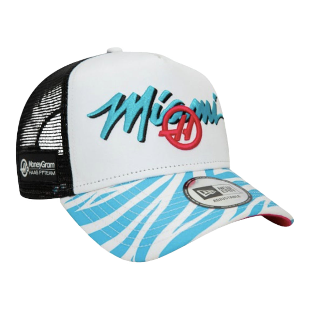 2024 Haas Miami Race Special White 9FORTY A-Frame Trucker Cap_0