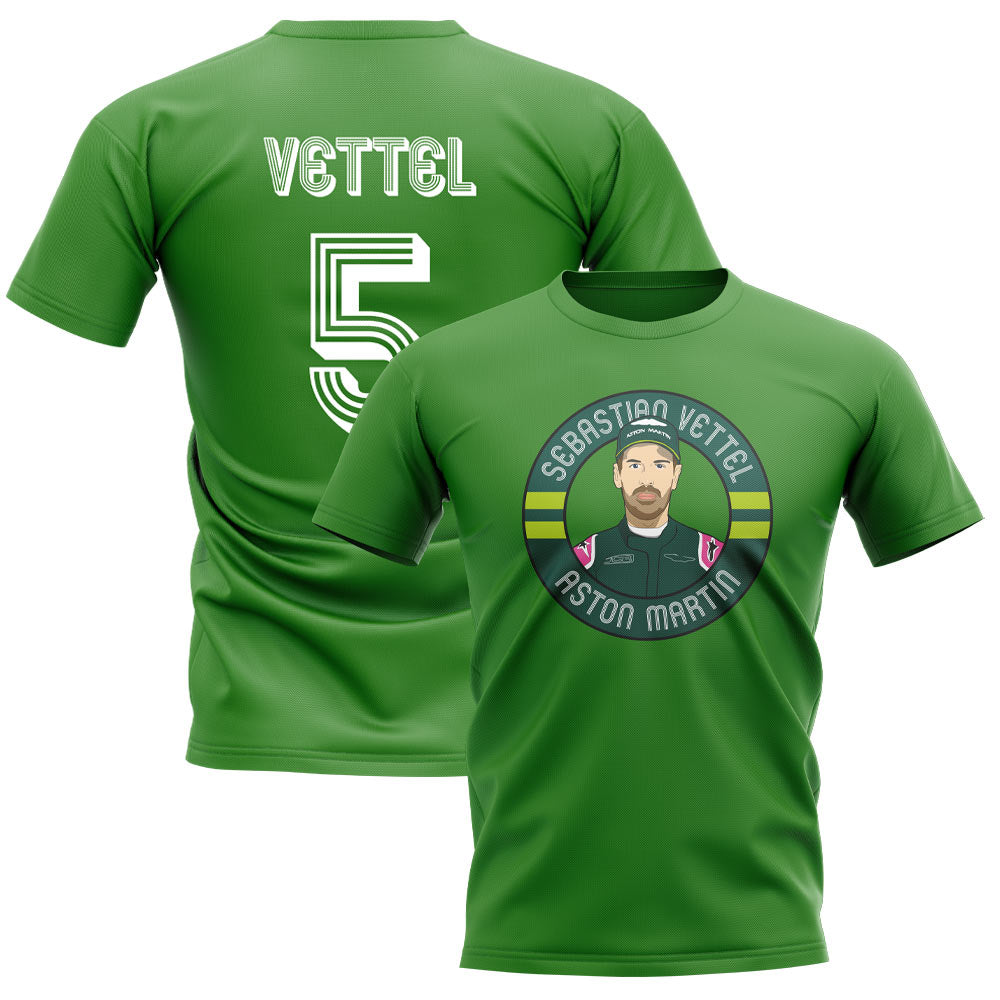 Sebastian Vettel Illustration T-Shirt (Green)_0