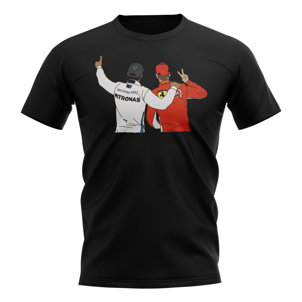 Lewis Hamilton and Sebastian Vettel T-Shirt (Black)