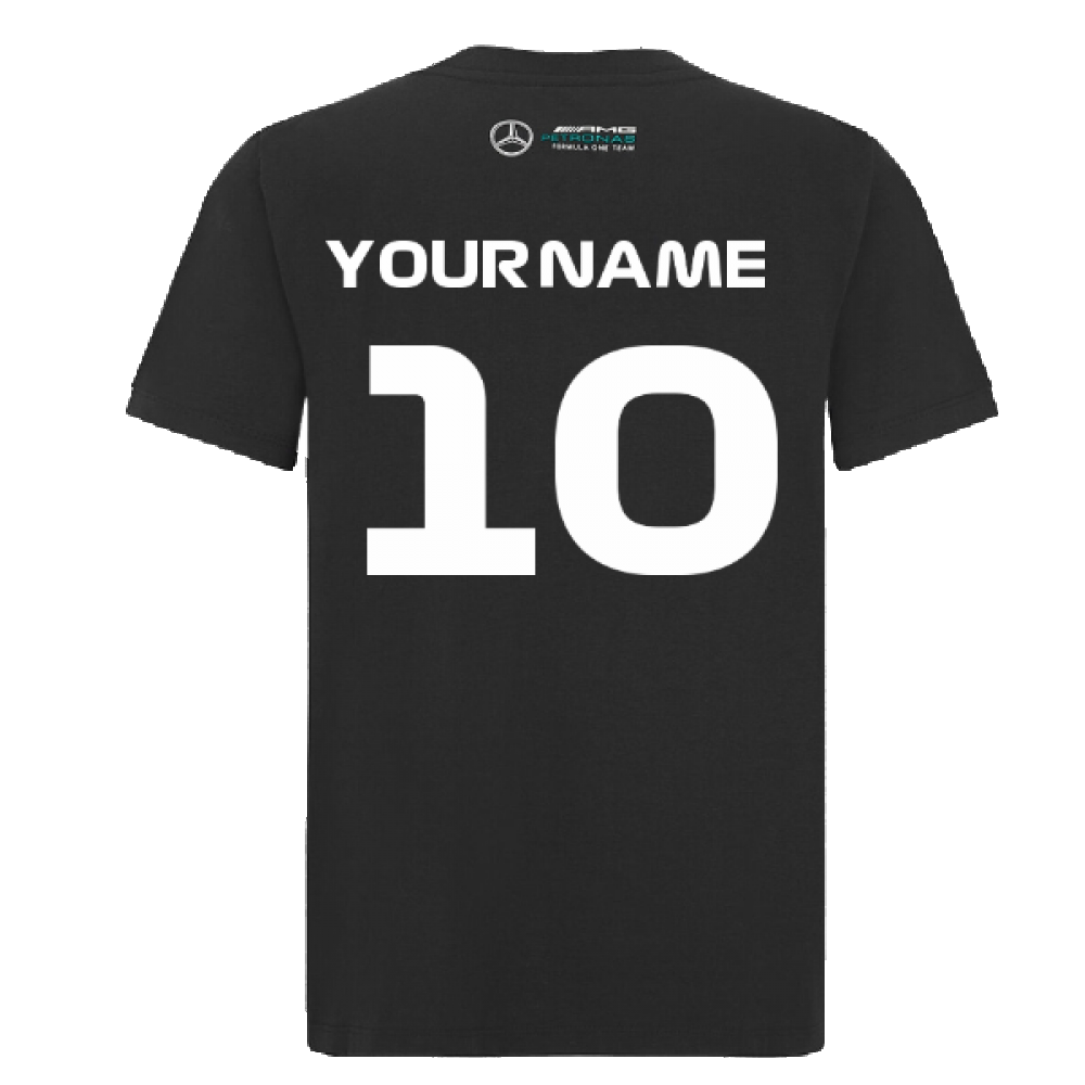 2022 Mercedes Lewis Hamilton #44 T-Shirt (Black) - Kids (Your Name)