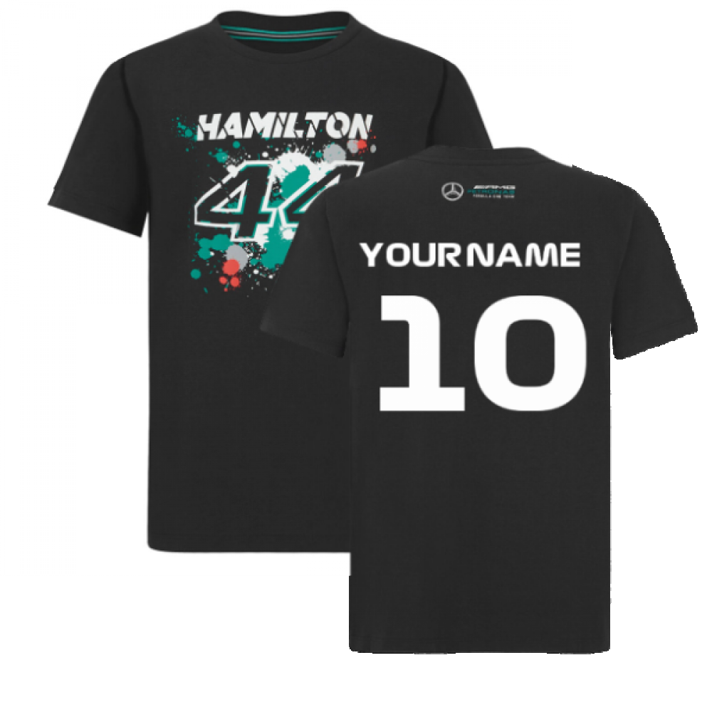 2022 Mercedes Lewis Hamilton 44 T Shirt Black Kids Your Name