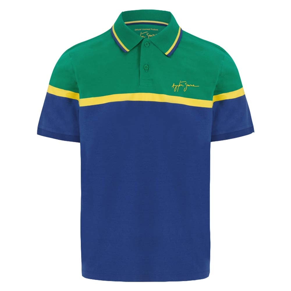 Ayrton Senna Mens Fanwear Stripe Polo Shirt_0