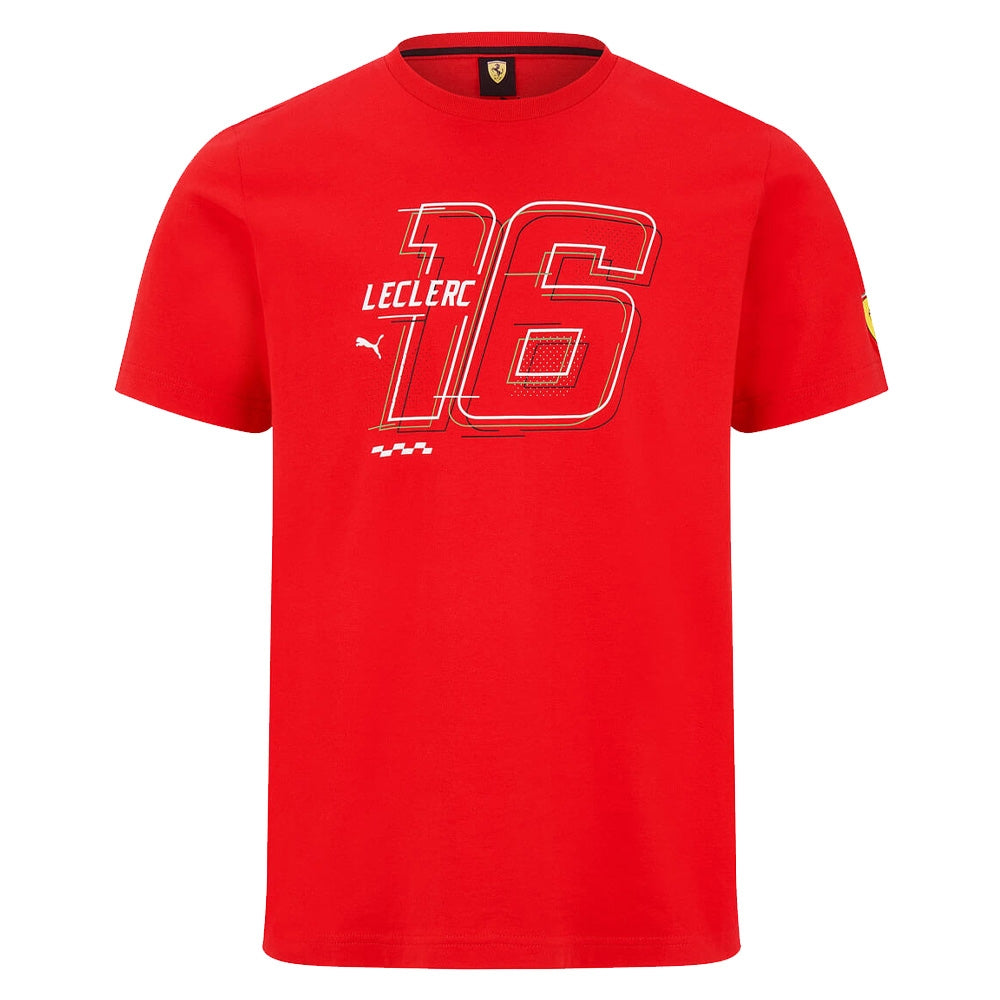 2022 Ferrari Fanwear Drivers Tee Charles Leclerc (Red) (Your Name)_3