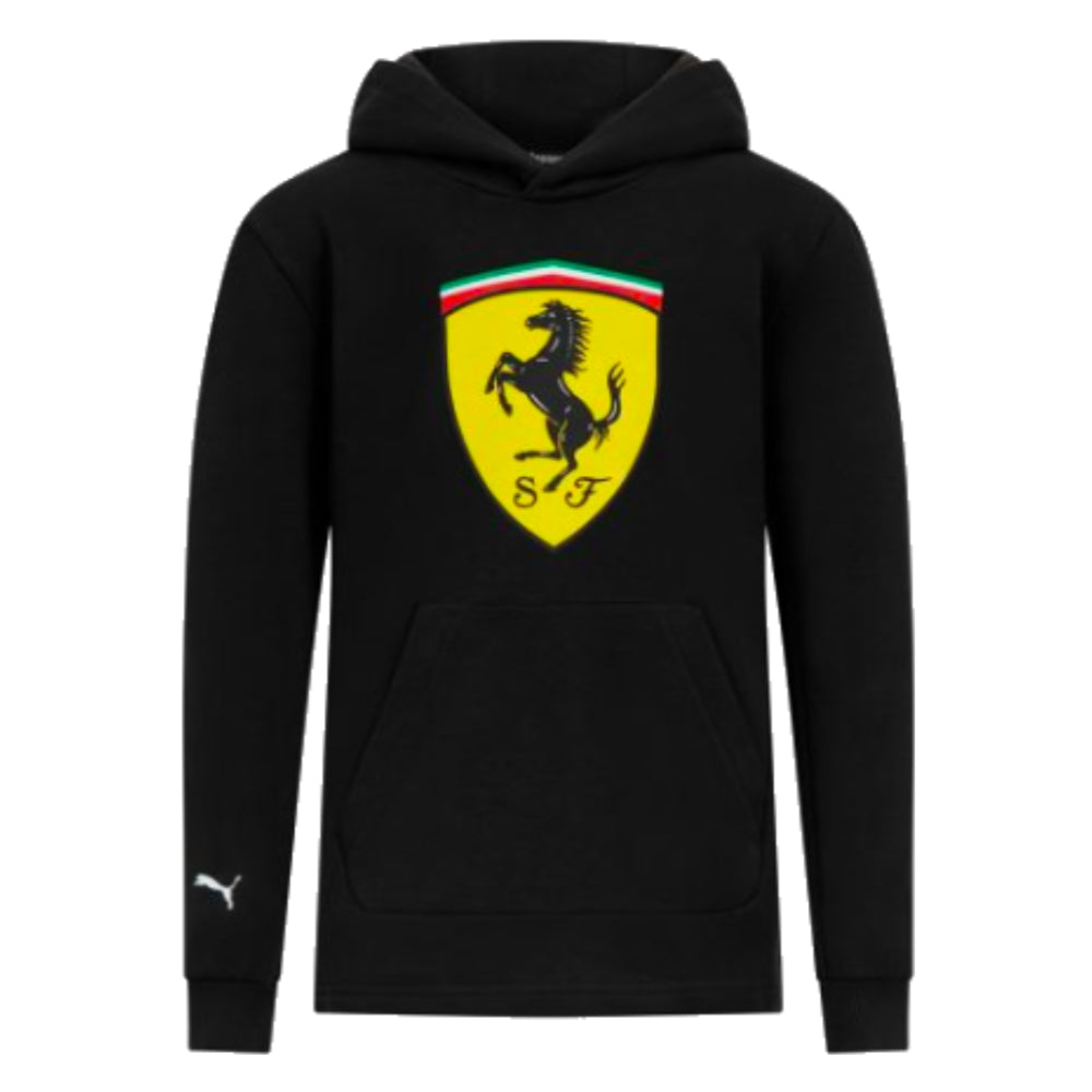 2023 Ferrari Fanwear Big Shield Hoodie (Black) - Kids_0