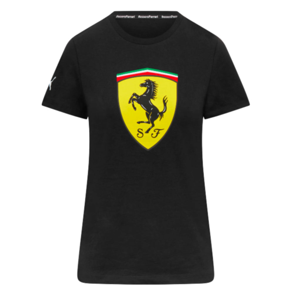 2023 Ferrari Fanwear Big Shield Tee (Black) - Ladies_0
