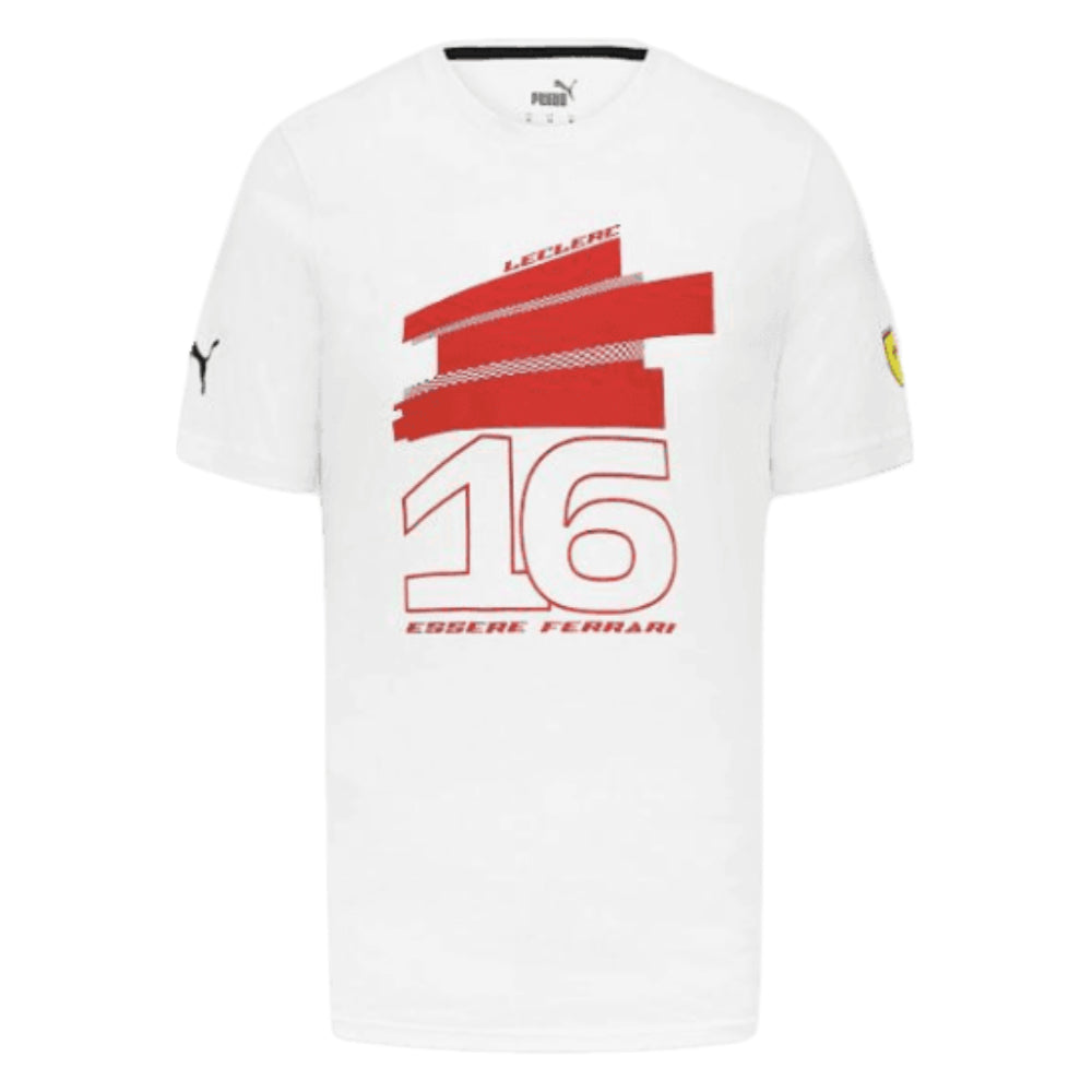 2023 Ferrari Fanwear LeClerc #16 Fanwear Drivers Tee (White)_0