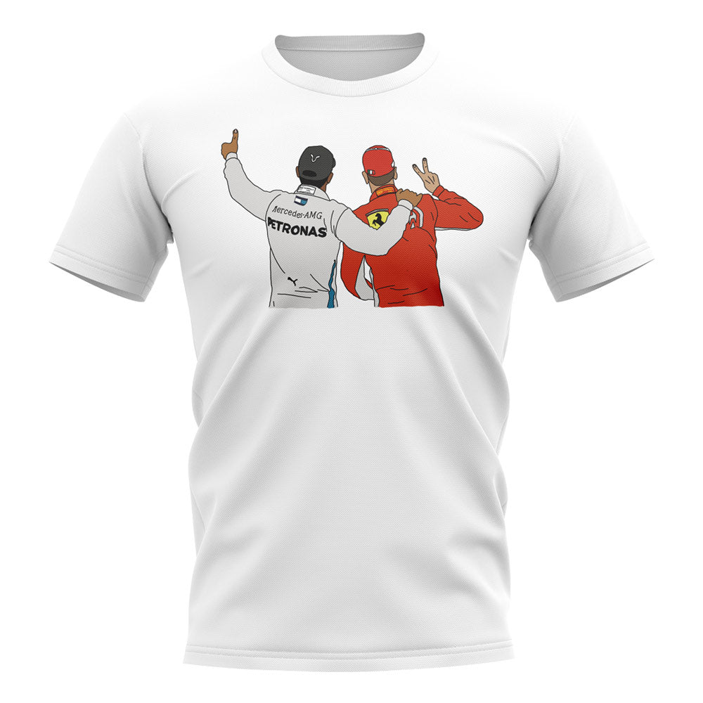 Lewis Hamilton and Sebastian Vettel T-Shirt (White)