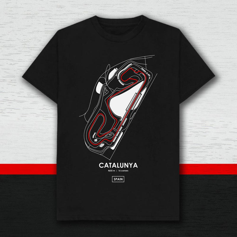Catalunya Spain Racing Track T-Shirt (Black)