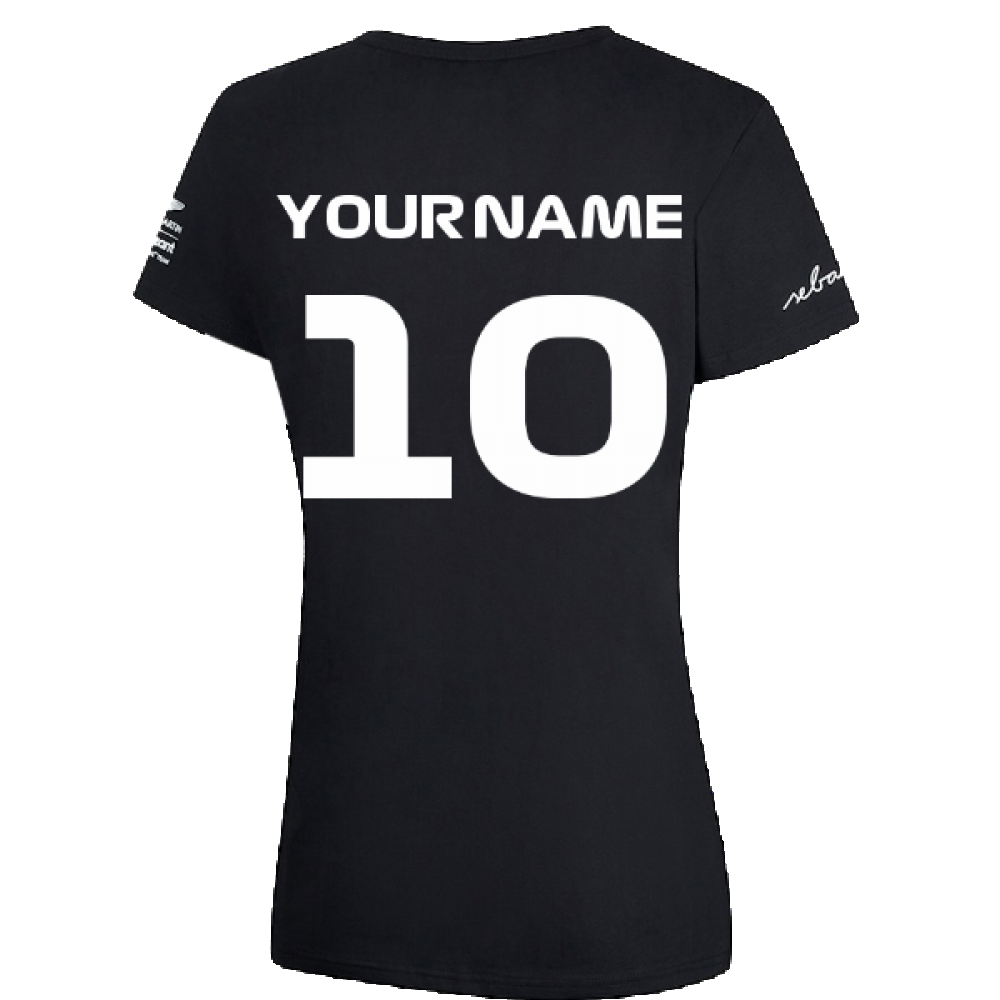 2022-2023 Aston Martin Official SV T-Shirt Womens (Black) (Your Name)_2