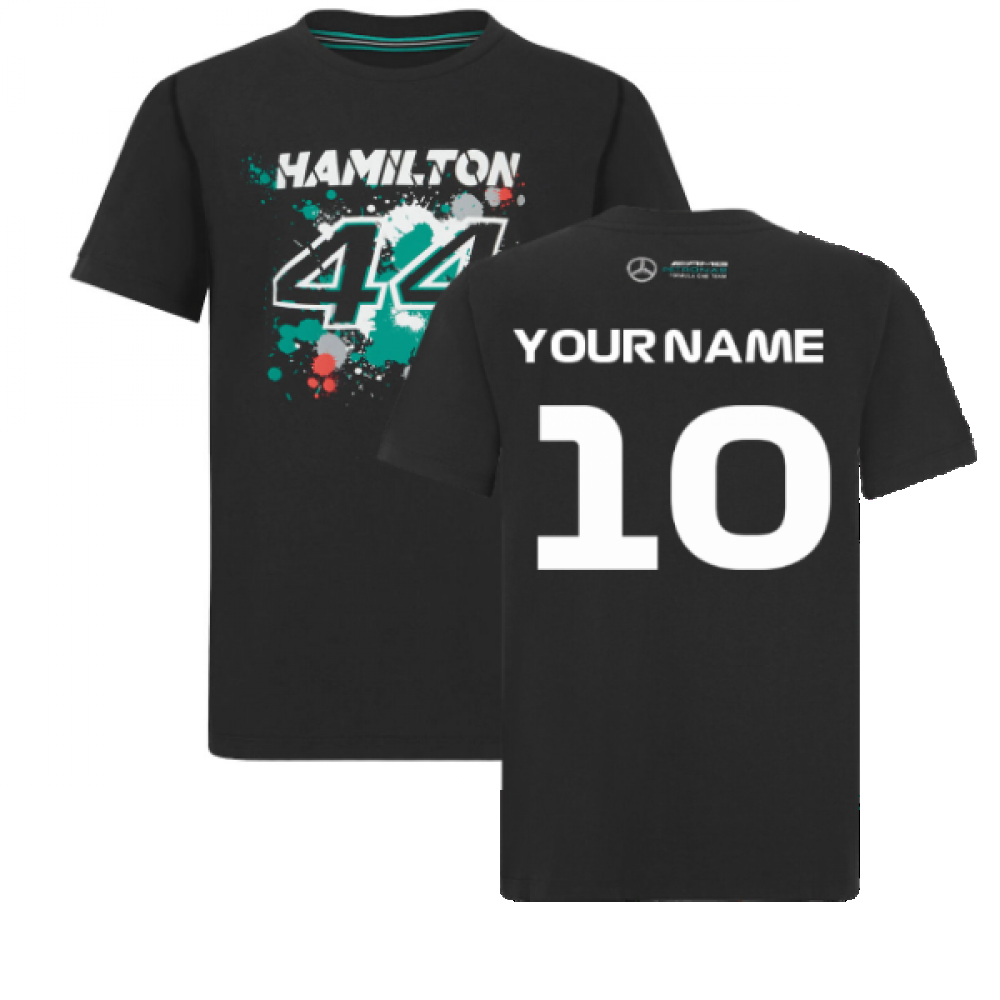 2022 Mercedes Lewis Hamilton #44 Tee (Black) - Kids (Your Name)_0
