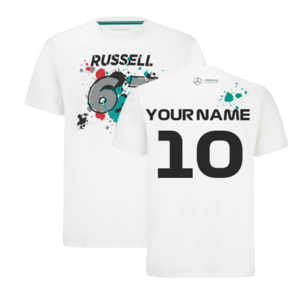 2022 Mercedes George Russell #63 T-Shirt (White) (Your Name)_0