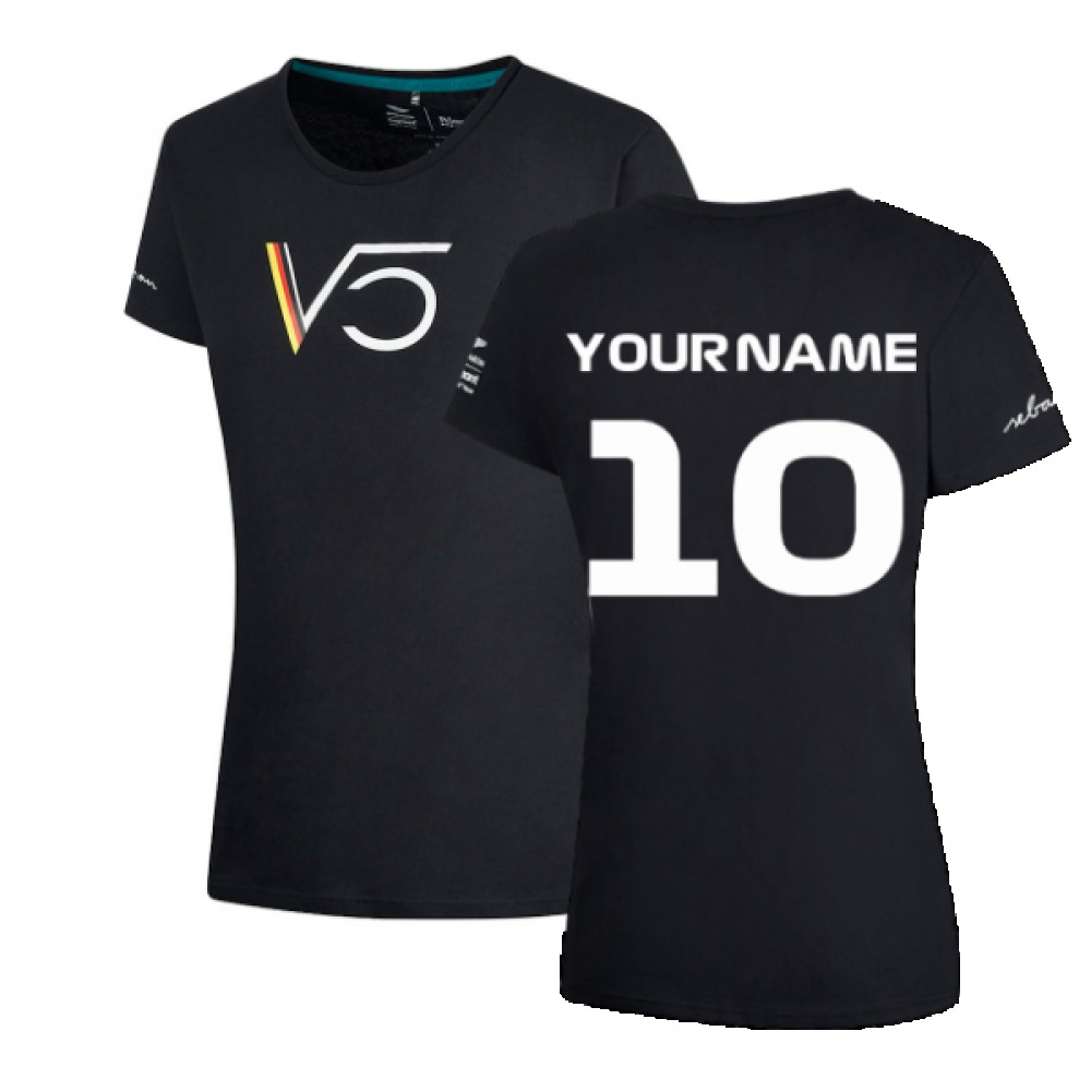 2022-2023 Aston Martin Official SV T-Shirt Womens (Black) (Your Name)_0