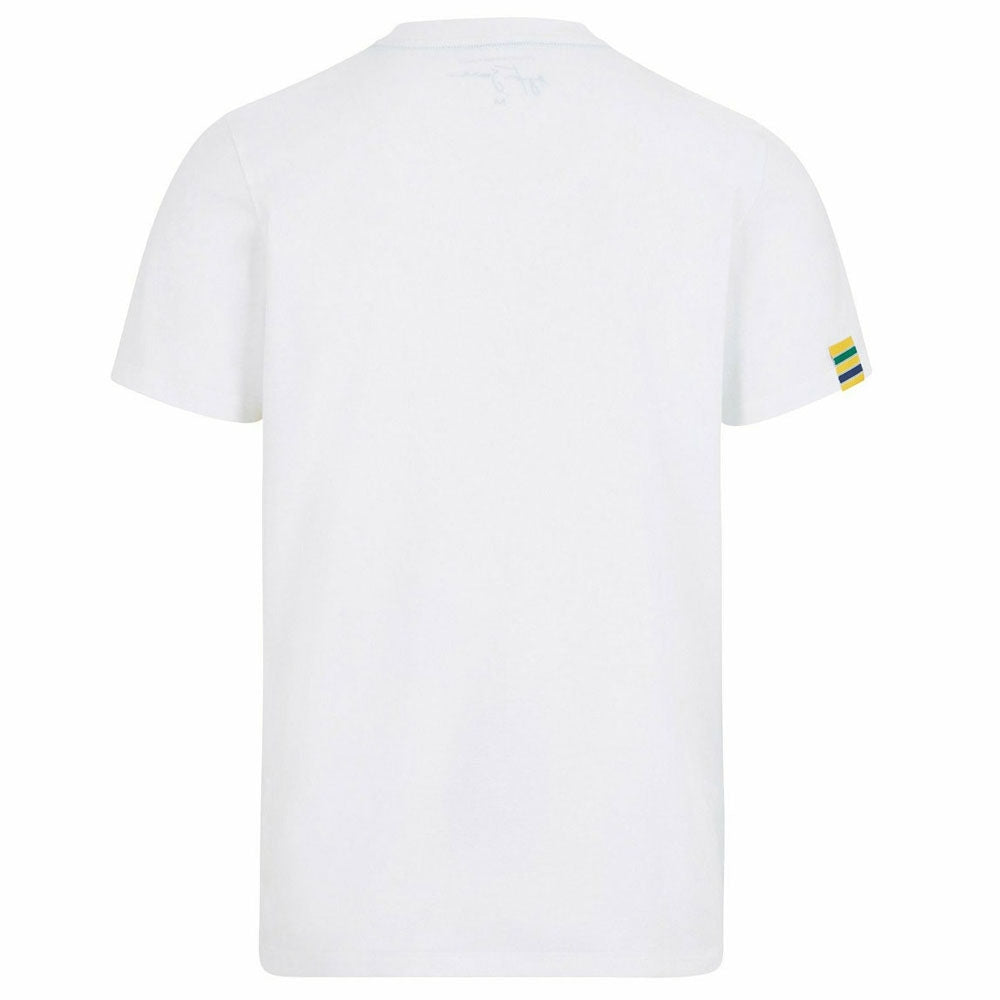Ayrton Senna FW Mens Stripe Graphic Tee (White) (Your Name)_1