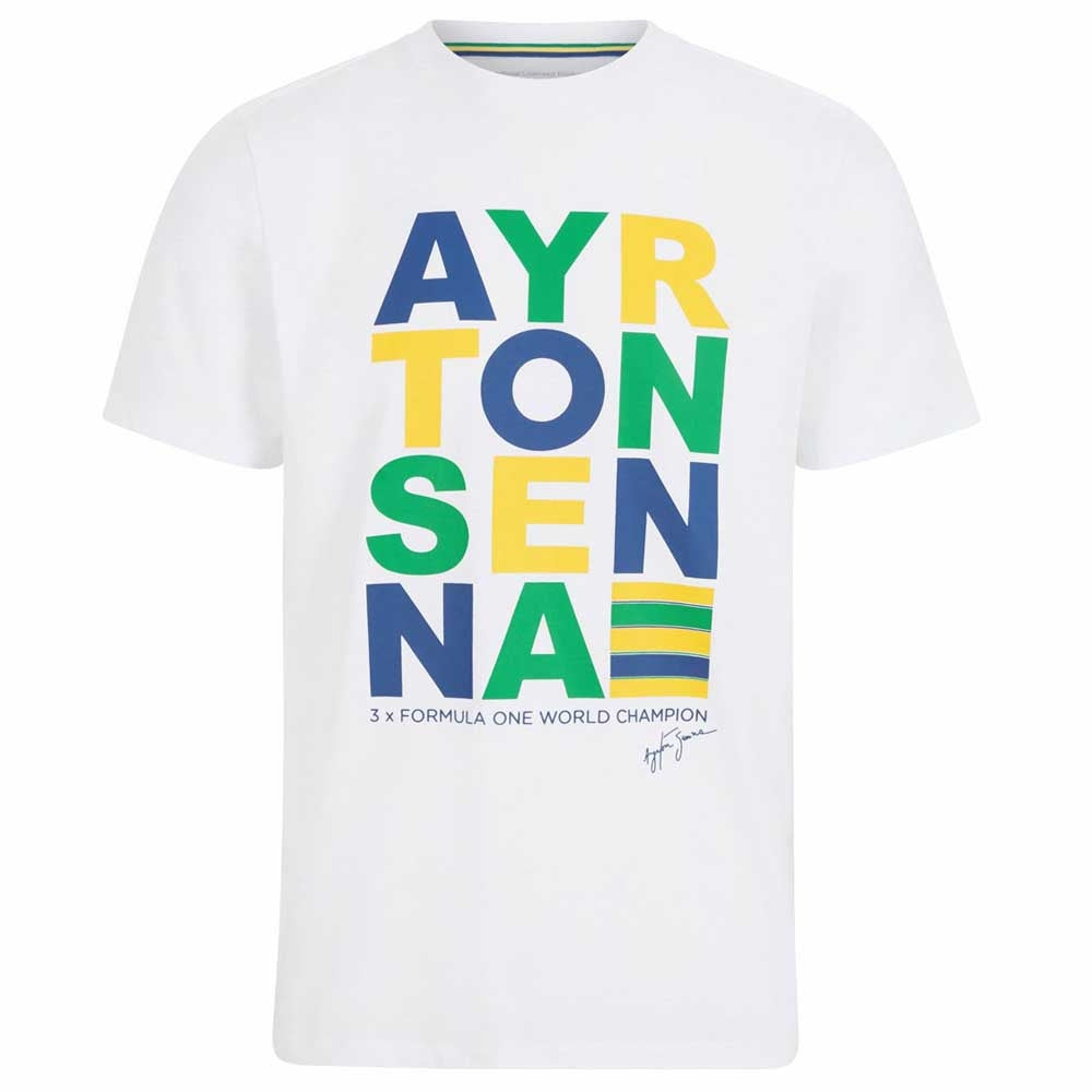 Ayrton Senna FW Mens Stripe Graphic Tee (White) (Your Name)_3
