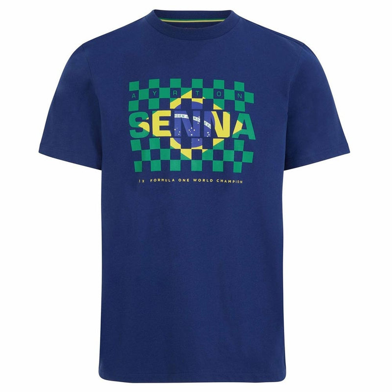 Ayrton Senna FW Mens Flag Tee (Navy) (Your Name)_3