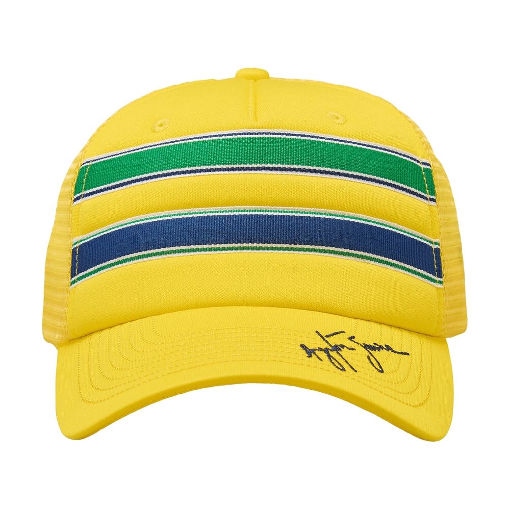 Ayrton Senna Stripe Trucker Cap - Yellow_0