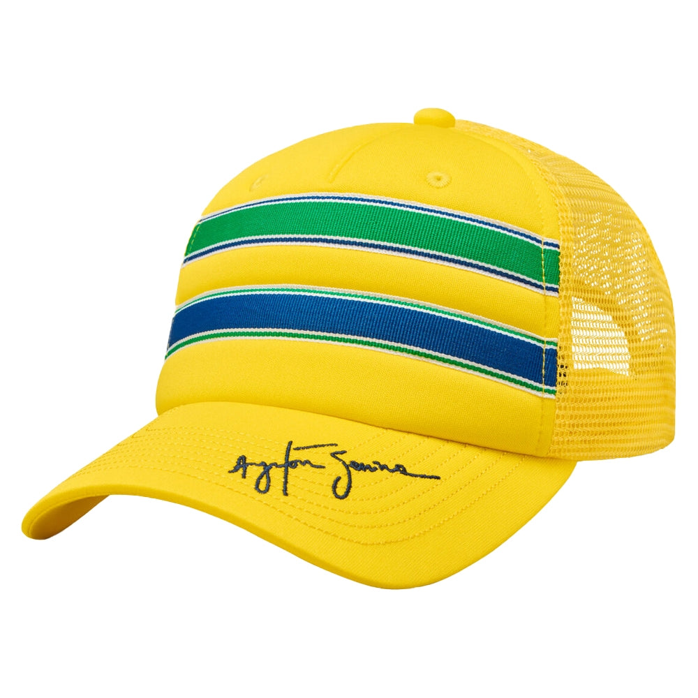 Ayrton Senna Stripe Trucker Cap - Yellow_1
