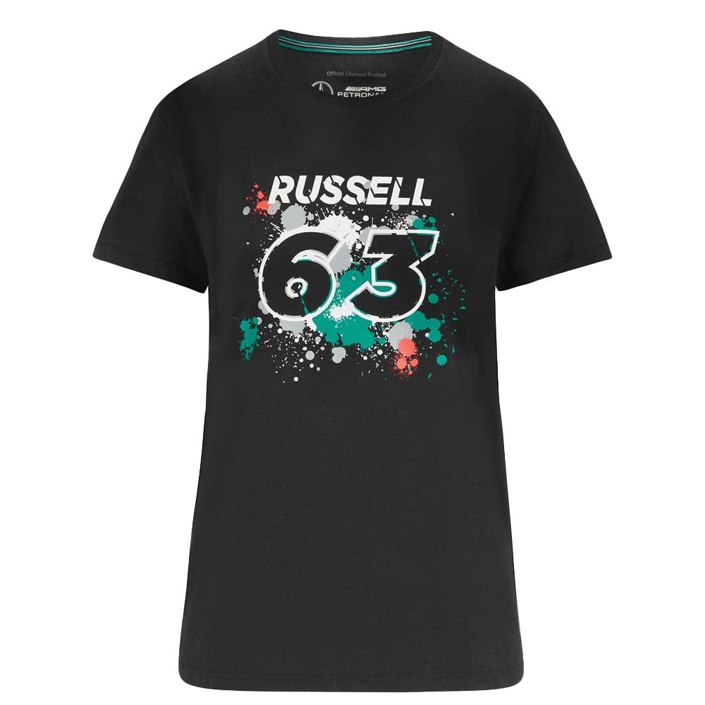 2022 Mercedes George Russell #63 T-Shirt (Black) - Womens_0