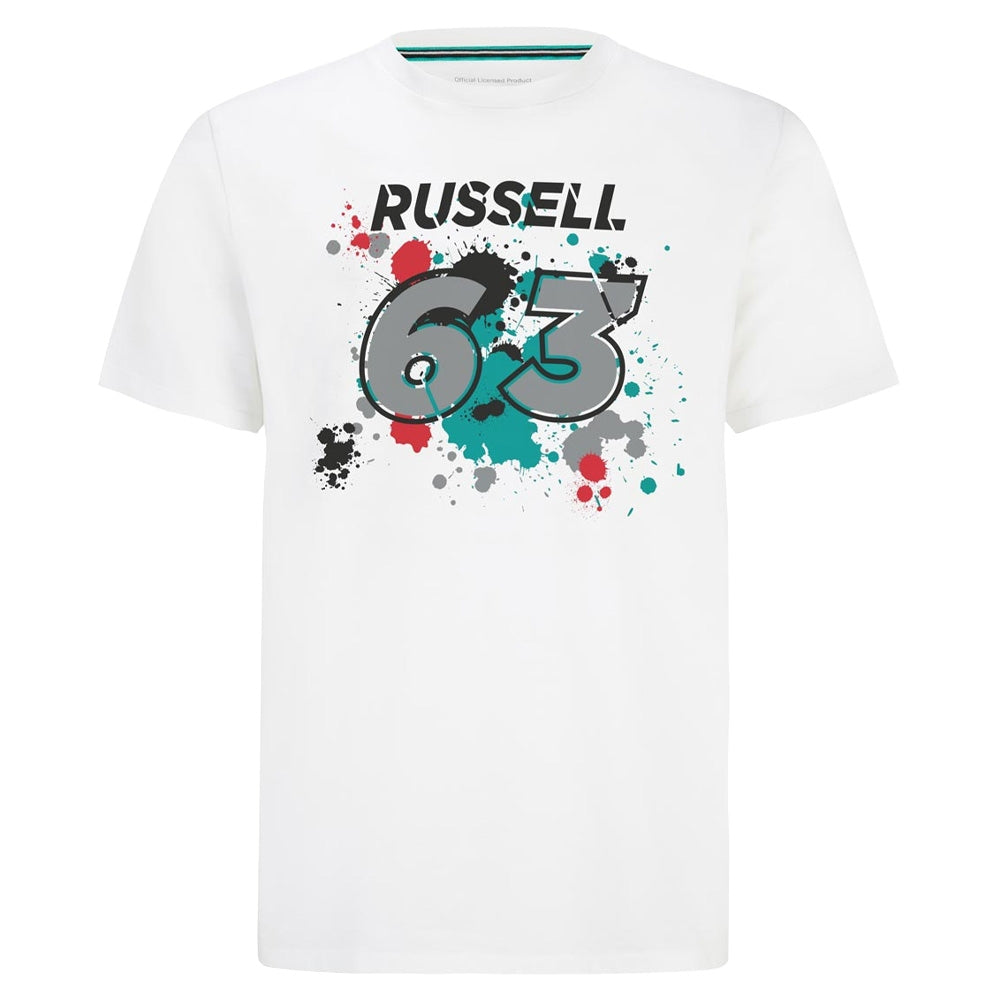 2022 Mercedes George Russell #63 T-Shirt (White) (Your Name)_3