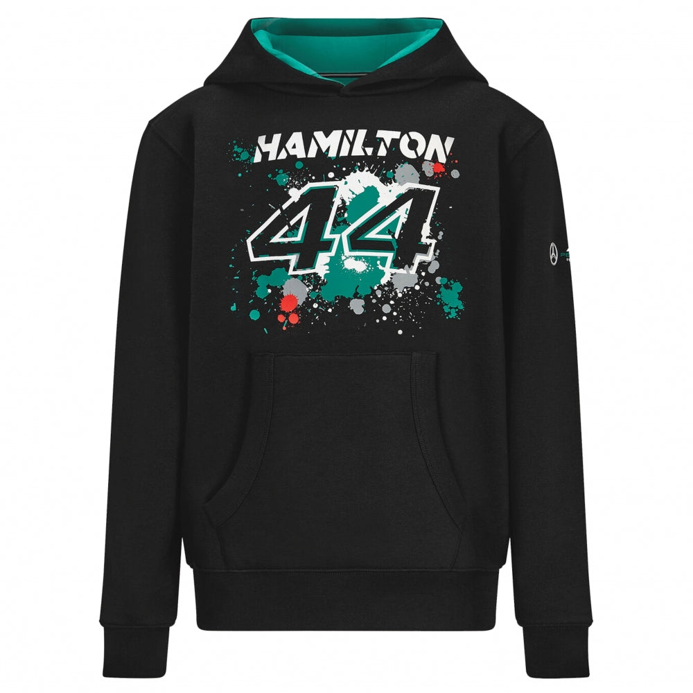 2022 Mercedes Lewis Hamilton #44 Hooded Sweat (Black) - Kids_0