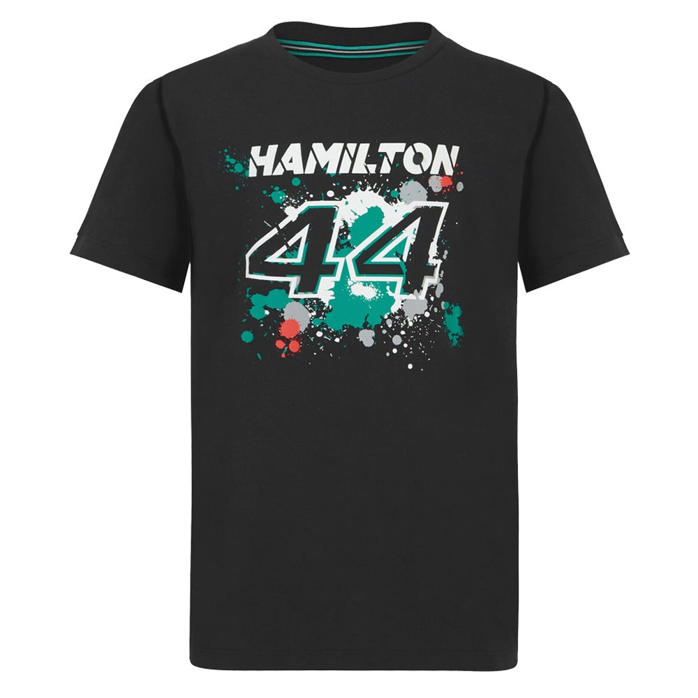 2022 Mercedes Lewis Hamilton #44 T-Shirt (Black) - Kids_0