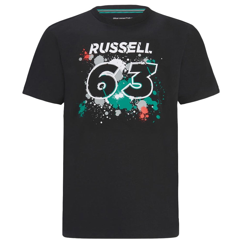 2022 Mercedes George Russell #63 T-Shirt (Black) (Your Name)_3