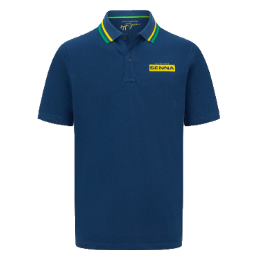 2023 Ayrton Senna Brazil Mens Polo Shirt (Navy)_0