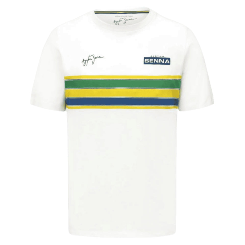 2023 Ayrton Senna Mens Stripe T-Shirt (White)_0