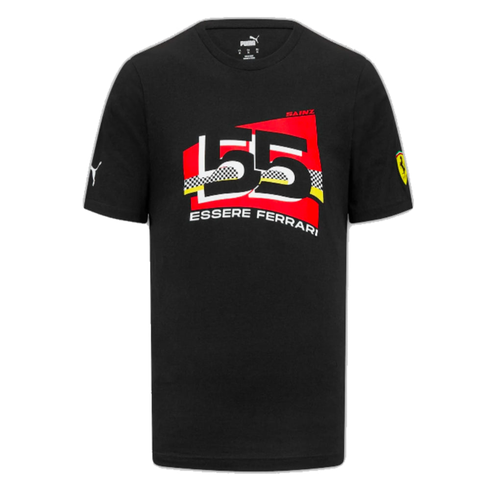 2023 Ferrari Carlos Sainz #55 Driver T-Shirt (Black)_0
