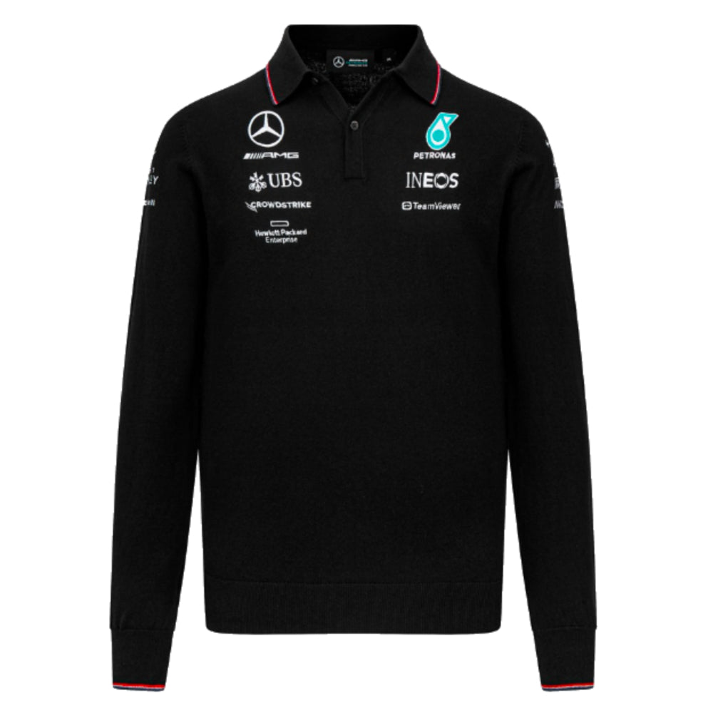 2023 Mercedes Long Sleeve Knitted Polo Shirt (Black)_0